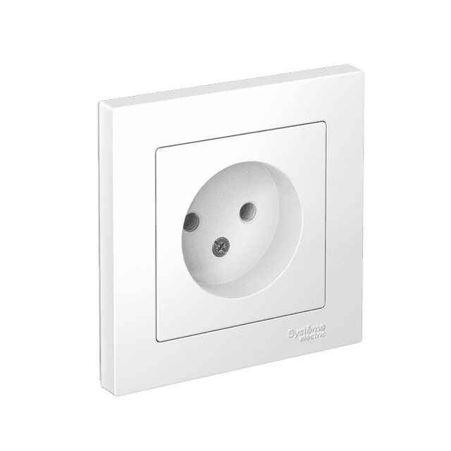 Розетка без заземления Systeme Electric AtlasDesign ATN000140, цвет белый, в сборе с рамкой, для скрытого монтажа