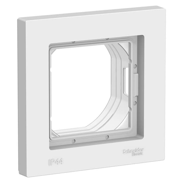 Рамка для электроустановочных изделий Systeme Electric AtlasDesign Aqua ATN440101, 1-местная, IP44, белый, глянцевая