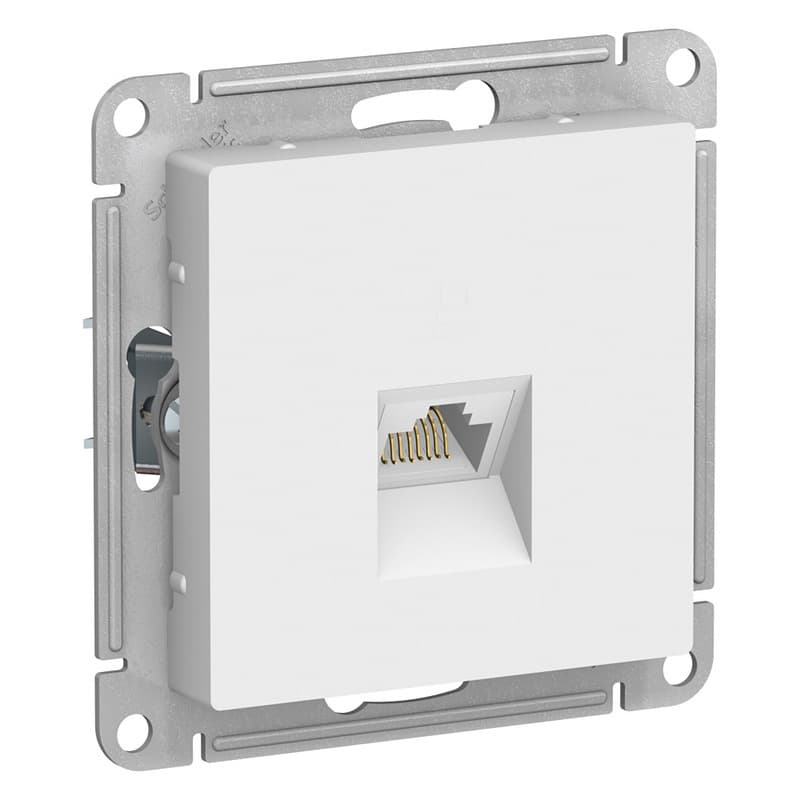 Розетка компьютерная RJ45 Systeme Electric AtlasDesign ATN000186, цвет белый, механизм, категория 6A, экранированная, для скрытого монтажа