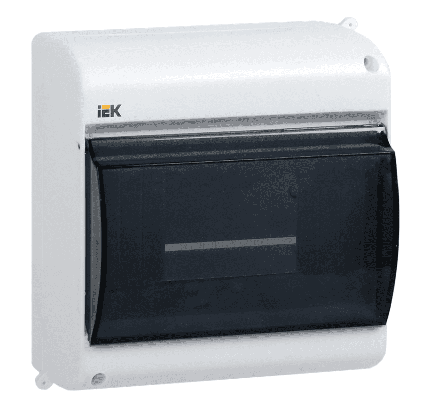 Бокс пластиковый навесной IEK KREPTA 3 MKP42-N-06-30-09, КМПн 2/6, на 6 модулей, с прозрачной крышкой, IP30, белый RAL 9016, с встроенной DIN-рейкой