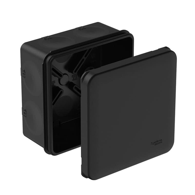 Коробка распределительная MultiBox IP66 Systeme Electric IMT352971, внутренний размер 85х85х42 мм, черная, 8 мембранных вводов D25 мм, монтаж пристреливанием