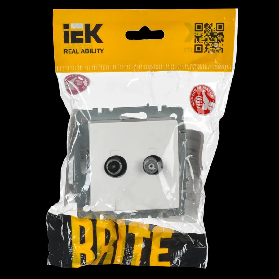 Розетка двойная TV IEK BRITE BR-AF20-O-K01 (белый), фото 3