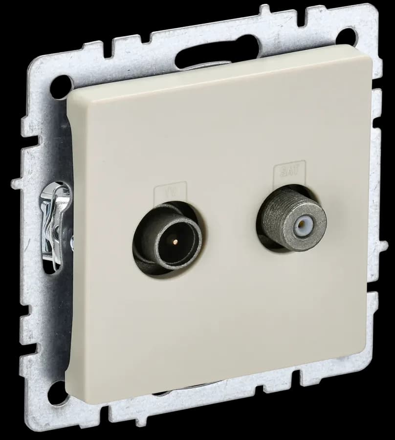 Розетка двойная TV IEK BRITE BR-AF20-O-K10 (бежевый)