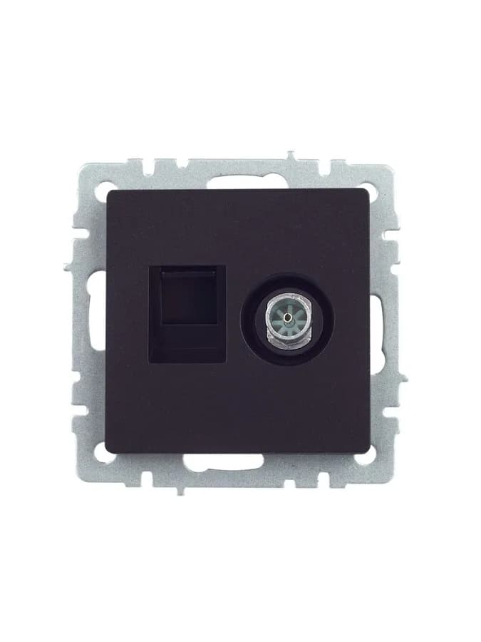Розетка двойная TV + компьютерная IEK BRITE BR-AK20-1-K02 (черный), фото 2