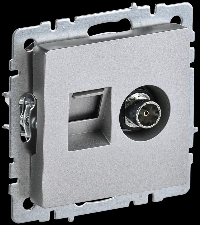 Розетка двойная TV + компьютерная IEK BRITE BR-AK20-1-K47 (алюминий)