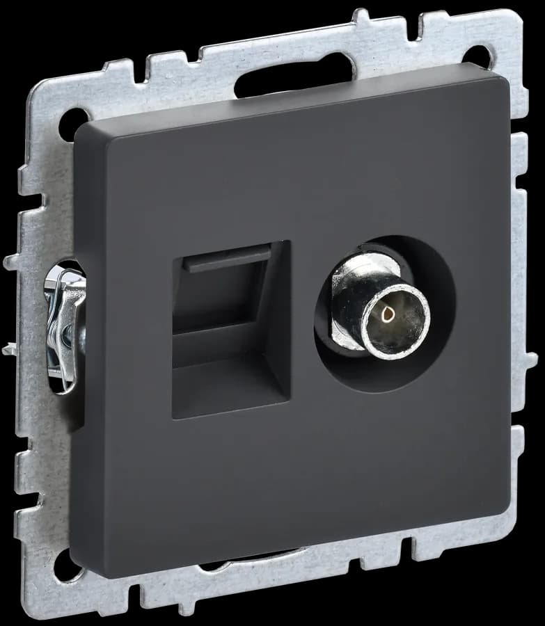 Розетка двойная TV + компьютерная IEK BRITE BR-AK20-1-K53 (графит)