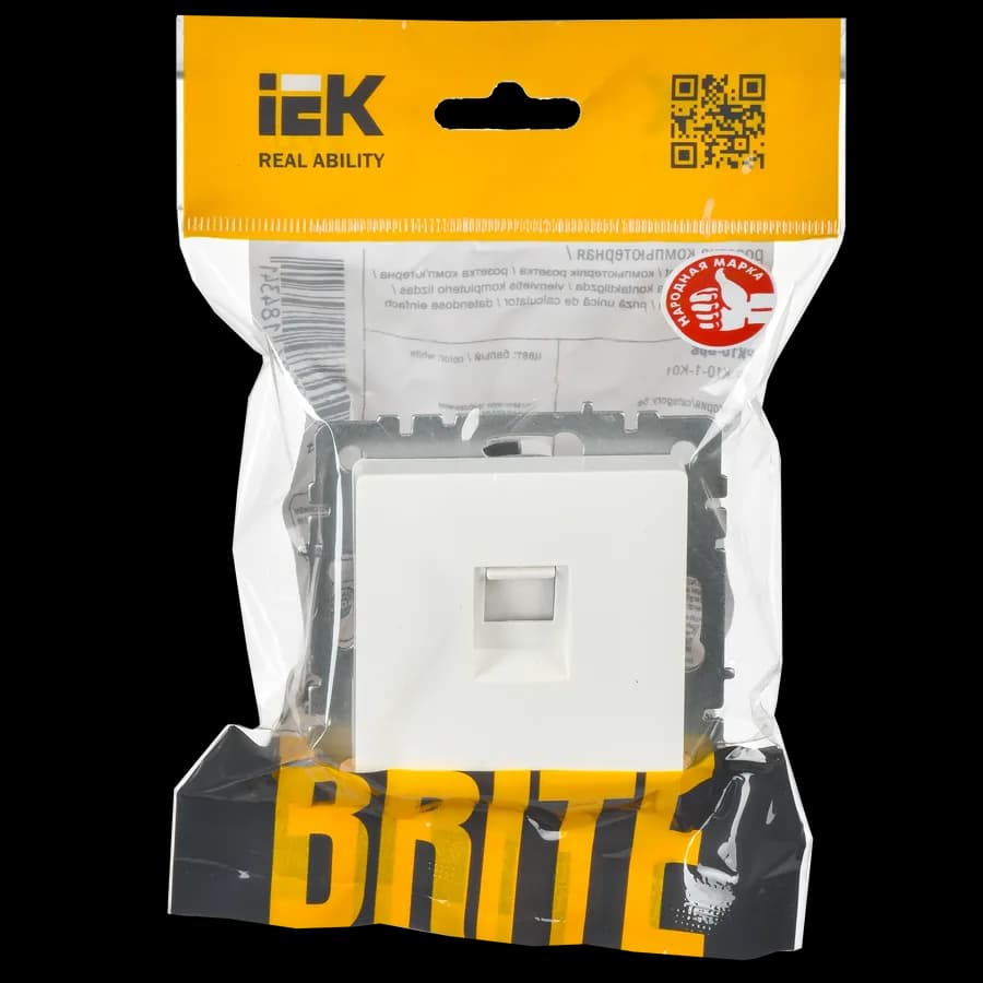 Розетка компьютерная IEK BRITE BR-K10-1-K01 (белый), фото 3