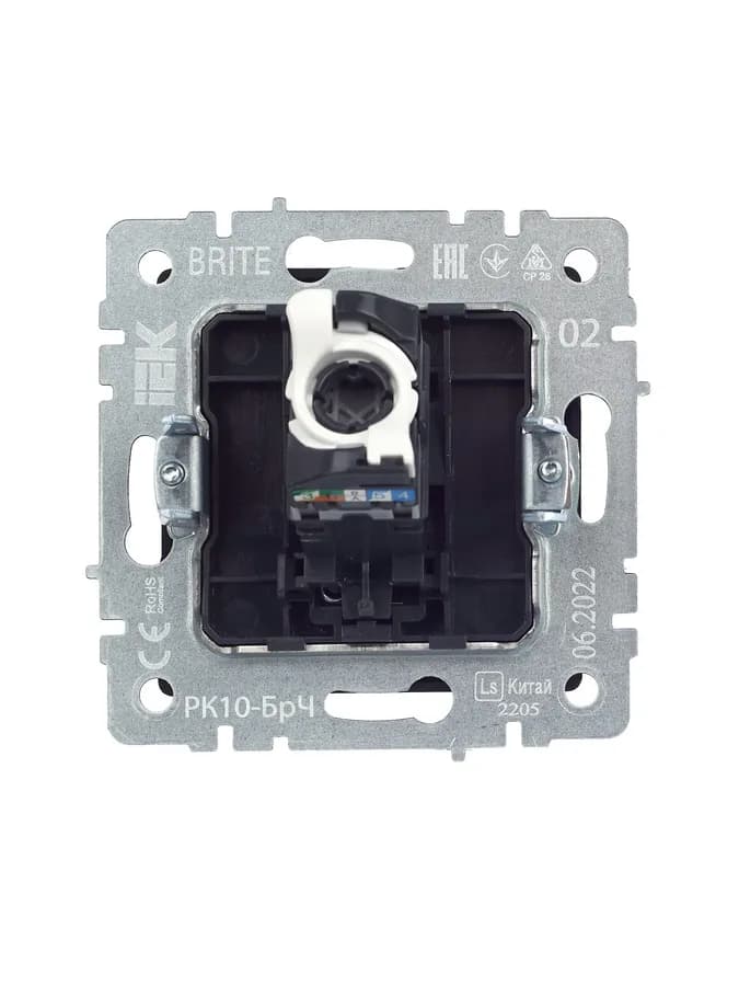 Розетка компьютерная IEK BRITE BR-K10-1-K02 (черный), фото 3