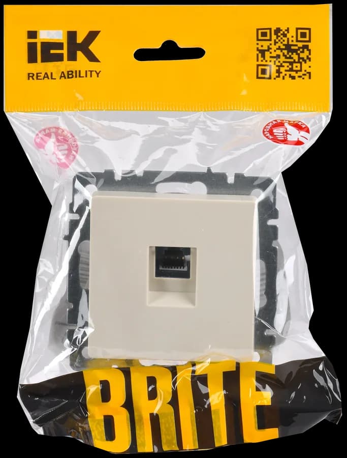 Розетка компьютерная IEK BRITE BR-K10-1-K10 (бежевый), фото 2