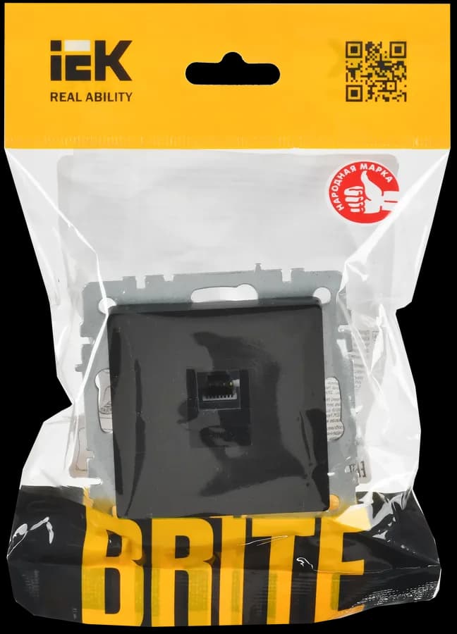 Розетка компьютерная IEK BRITE BR-K10-2-K02 (черный), фото 2
