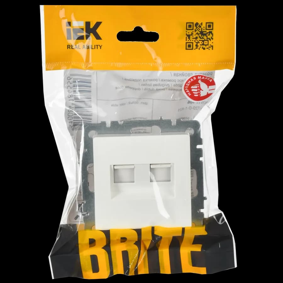 Розетка двойная компьютерная IEK BRITE BR-K20-1-K01 (белый), фото 2