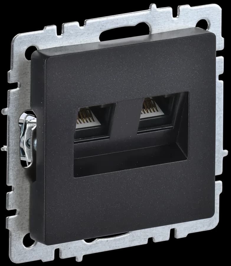 Розетка двойная компьютерная IEK BRITE BR-K20-1-K02 (черный)