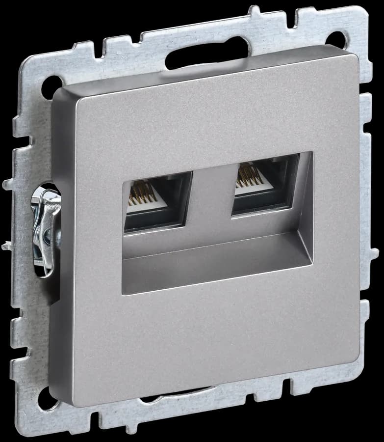 Розетка двойная компьютерная IEK BRITE BR-K20-1-K46 (сталь)