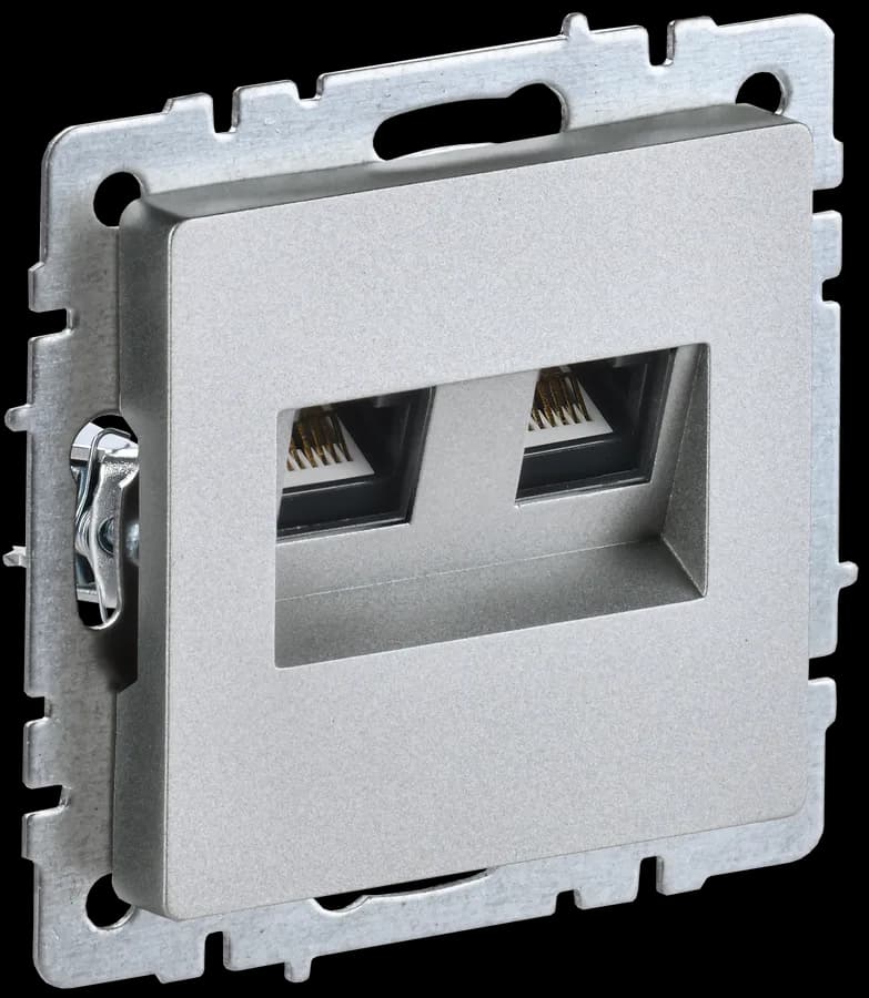 Розетка двойная компьютерная IEK BRITE BR-K20-1-K47 (алюминий)