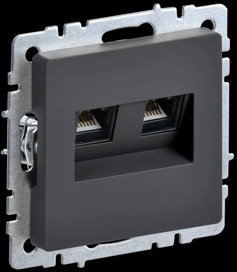 Розетка двойная компьютерная IEK BRITE BR-K20-1-K53 (графит)