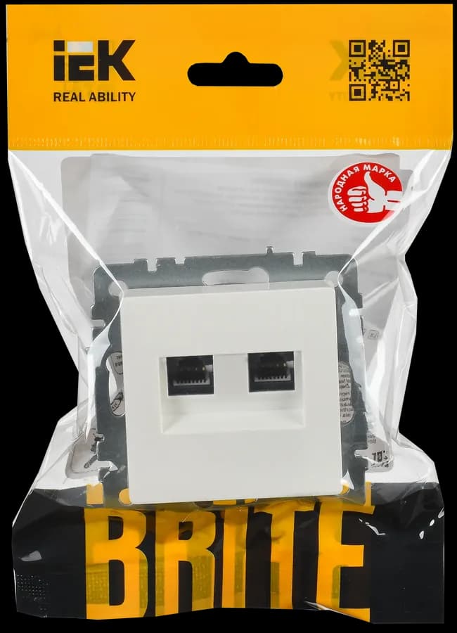 Розетка двойная компьютерная IEK BRITE BR-K20-2-K01 (белый), фото 2