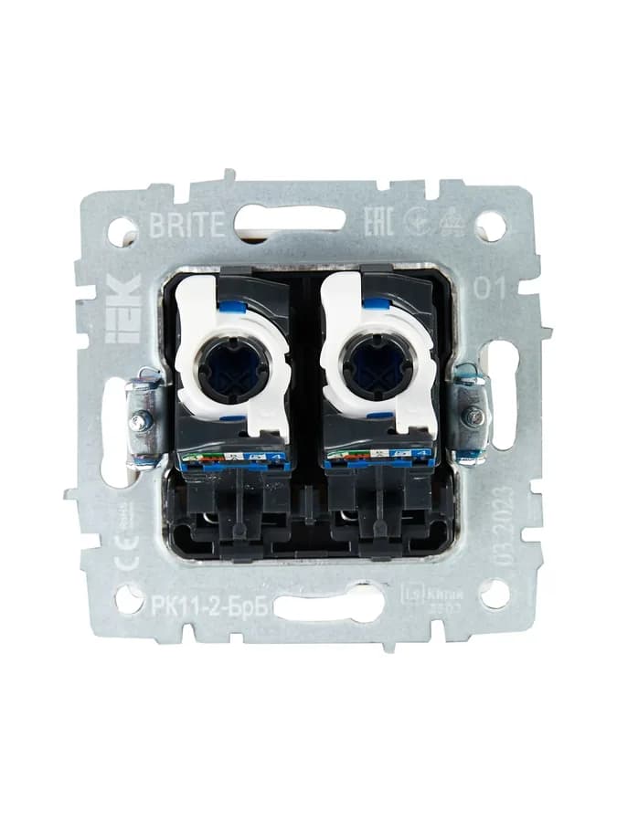 Розетка двойная компьютерная IEK BRITE BR-K20-2-K01 (белый), фото 3