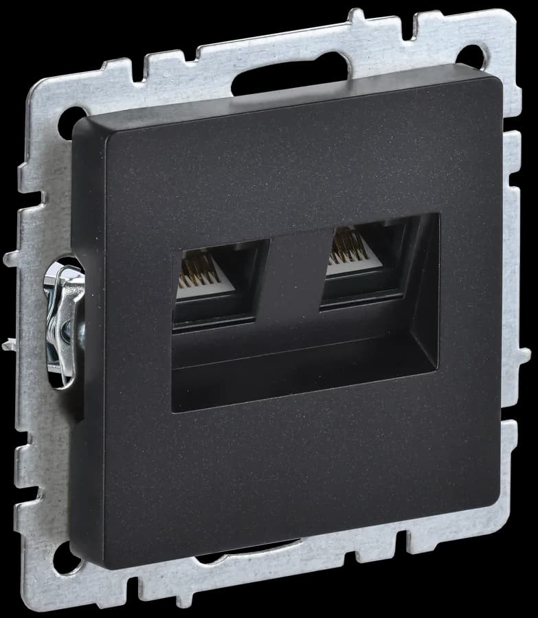 Розетка двойная компьютерная IEK BRITE BR-K20-2-K02 (черный)