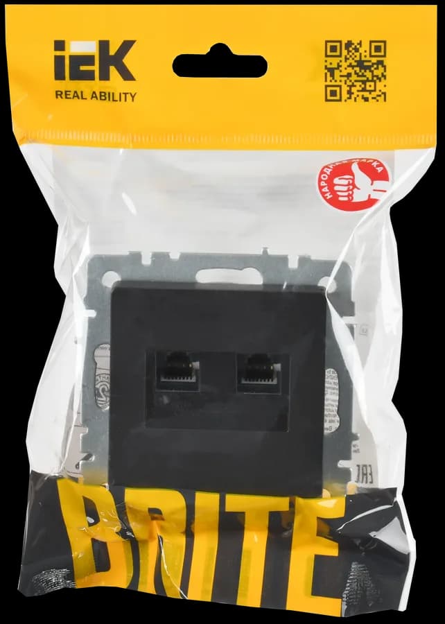 Розетка двойная компьютерная IEK BRITE BR-K20-2-K02 (черный), фото 2