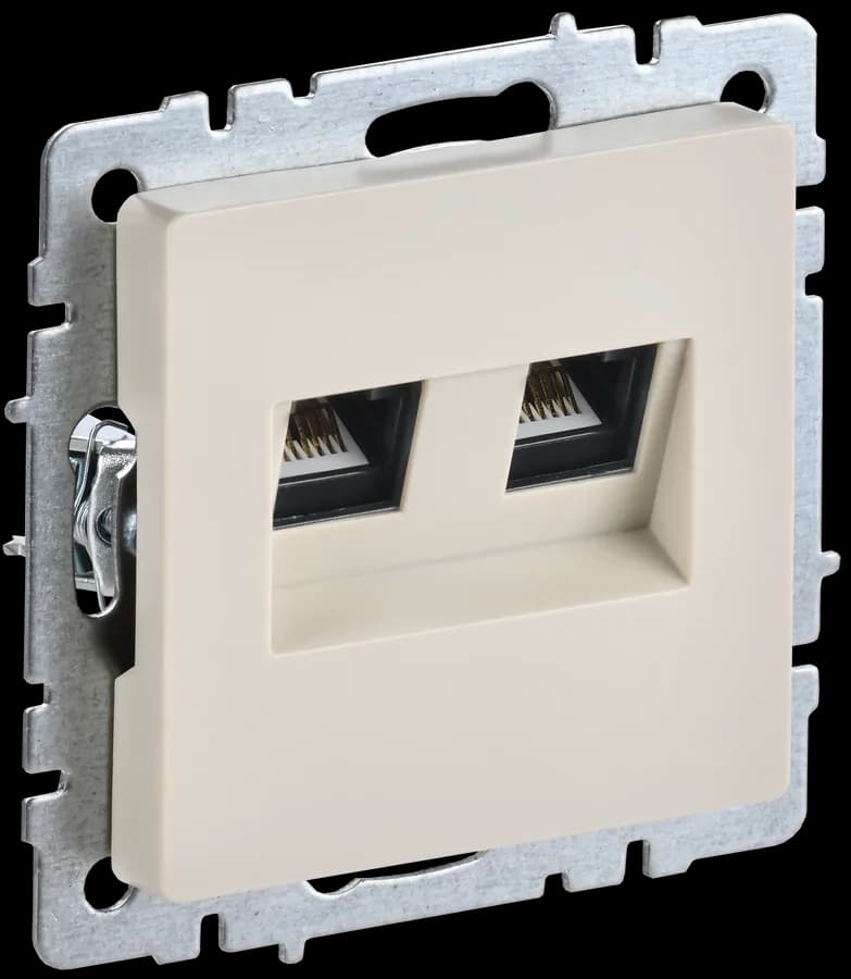 Розетка двойная компьютерная + телефонная IEK BRITE BR-KT20-O-1-K10 (бежевый)