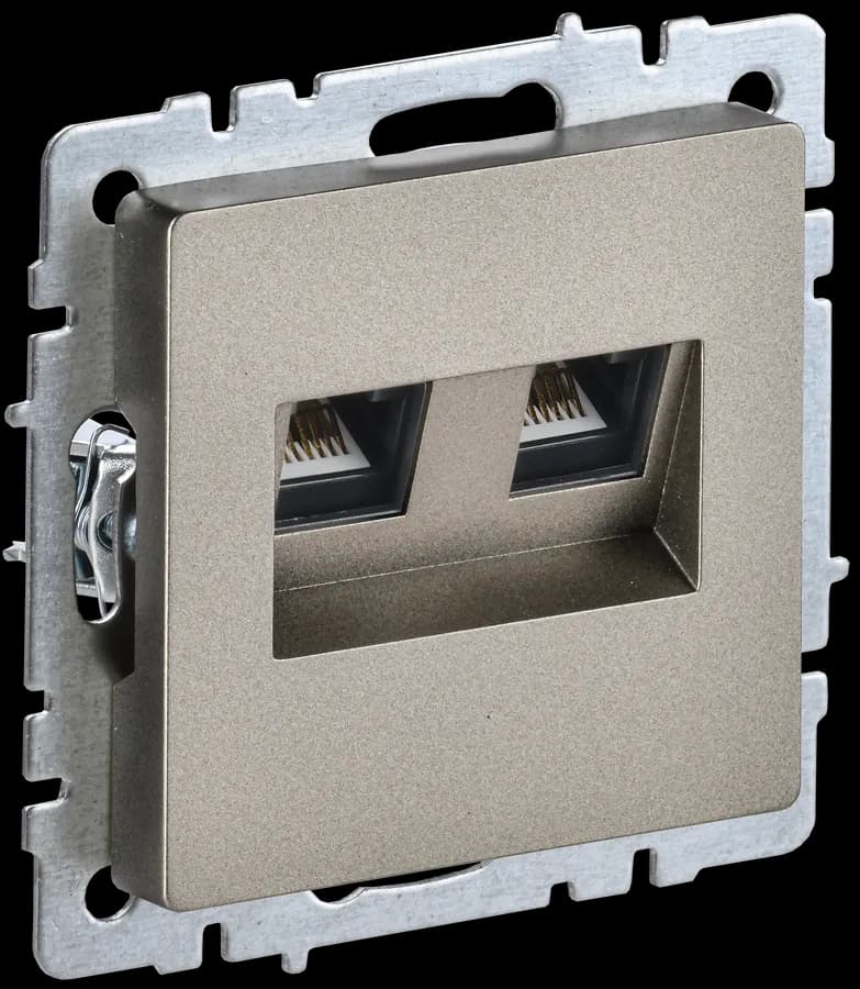 Розетка двойная компьютерная + телефонная IEK BRITE BR-KT20-O-1-K37 (шампань)