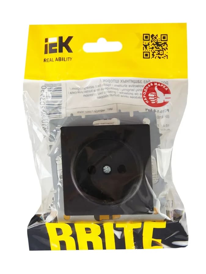 Розетка без заземления IEK BRITE BR-R10-10-K02 (черный), фото 3