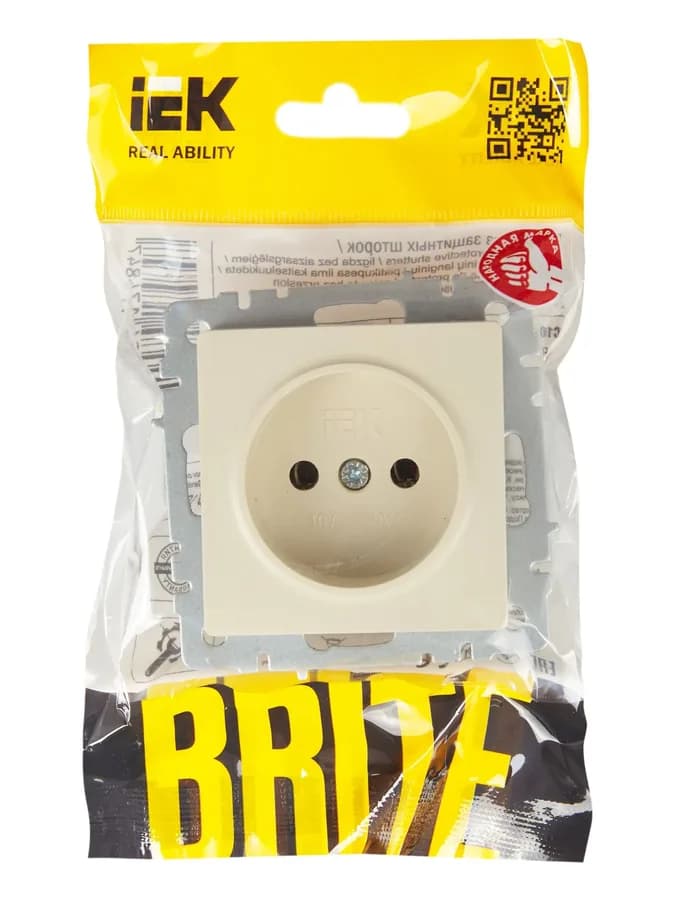Розетка без заземления IEK BRITE BR-R10-10-K10 (бежевый), фото 3
