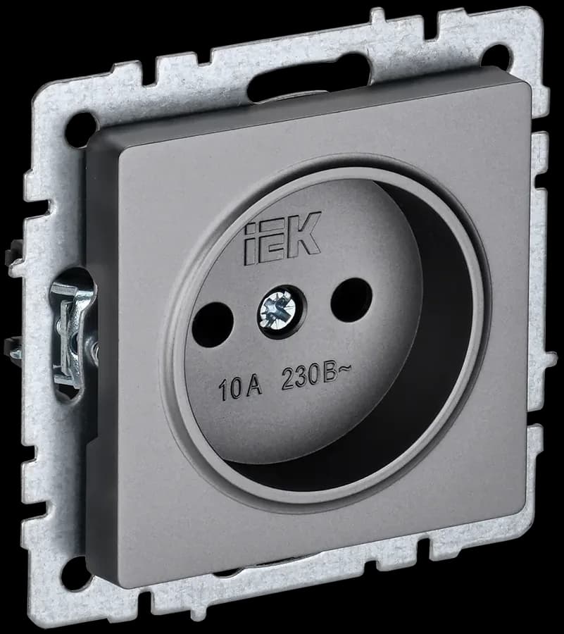 Розетка без заземления IEK BRITE BR-R10-10-K46 (сталь)
