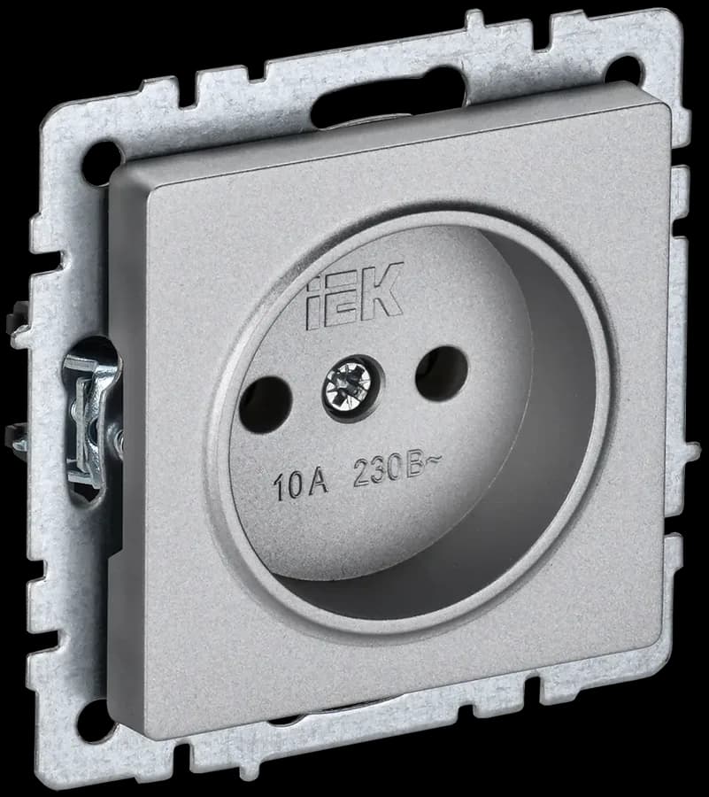 Розетка без заземления IEK BRITE BR-R10-10-K47 (алюминий)