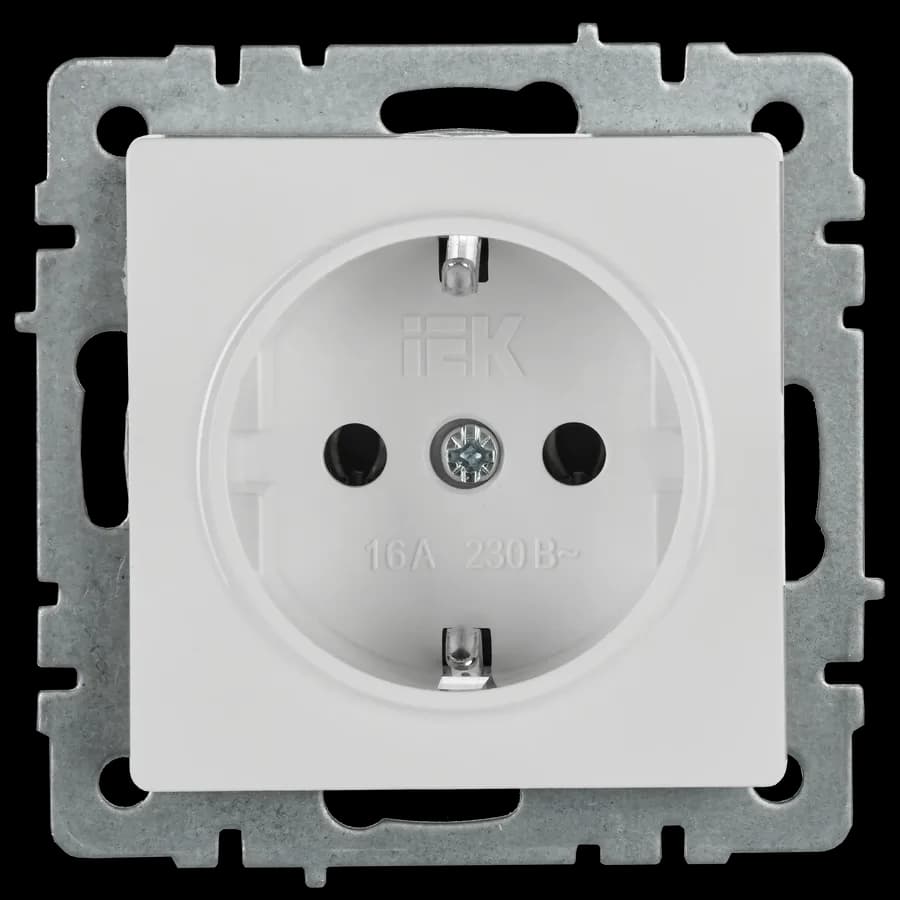 Розетка с заземлением IEK BRITE BR-R11-16-K01 (белый), фото 3