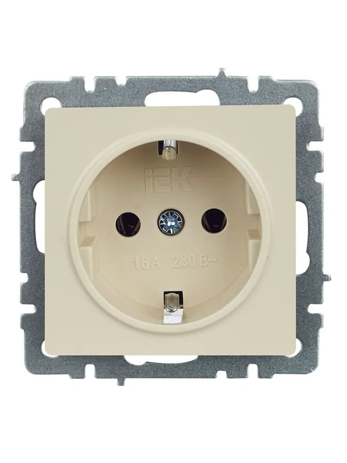 Розетка с заземлением IEK BRITE BR-R11-16-K10 (бежевый), фото 4