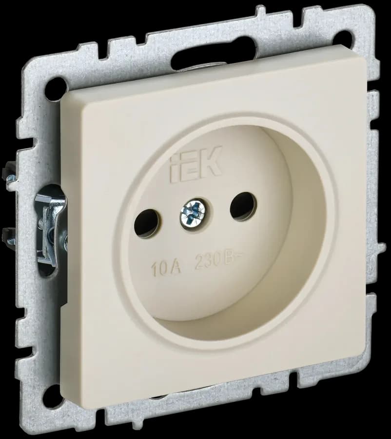 Розетка без заземления с защитными шторками IEK BRITE BR-R13-10-K10 (бежевый)