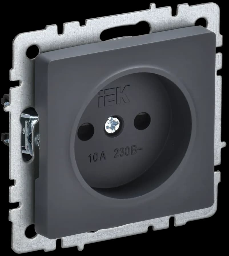 Розетка без заземления с защитными шторками IEK BRITE BR-R13-10-K53 (графит)