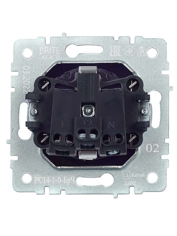 Розетка с заземлением и защитными шторками IEK BRITE BR-R14-16-K02 (черный), фото 2