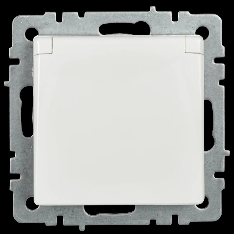 Розетка с заземлением, защитными шторками и крышкой IEK BRITE BR-R16-16-44-K01 (белый), фото 4