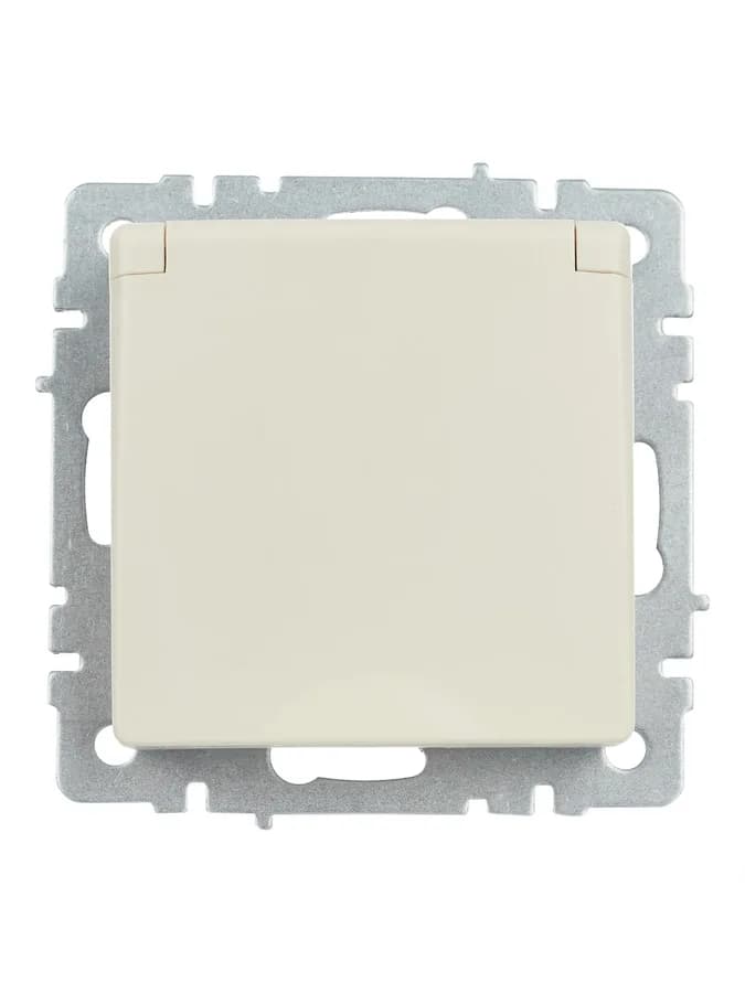 Розетка с заземлением, защитными шторками и крышкой IEK BRITE BR-R16-16-44-K10 (бежевый), фото 4