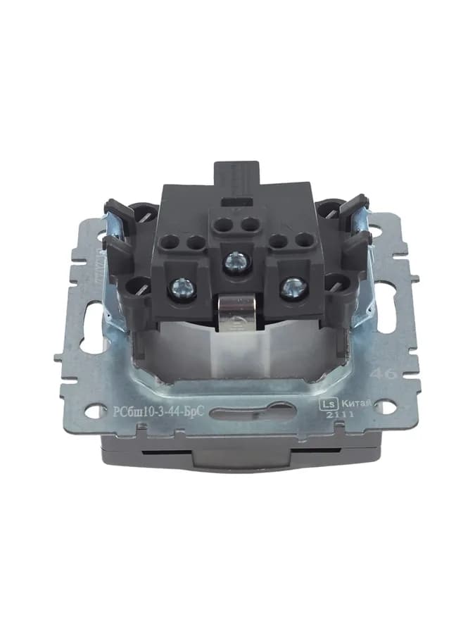 Розетка с заземлением, защитными шторками и крышкой IEK BRITE BR-R16-16-44-K46 (сталь), фото 4