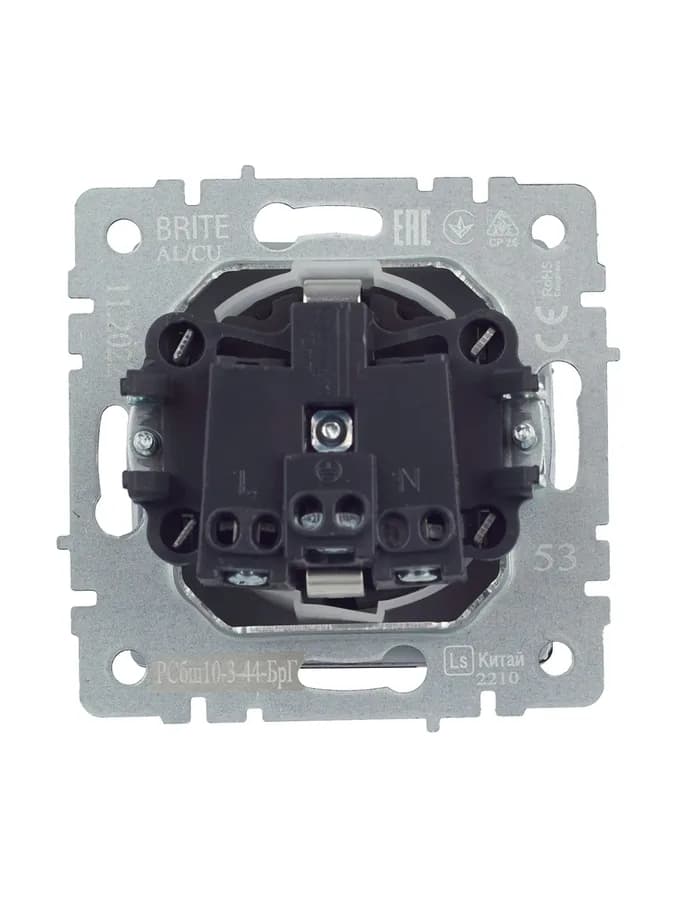 Розетка с заземлением, защитными шторками и крышкой IEK BRITE BR-R16-16-44-K53 (графит), фото 3