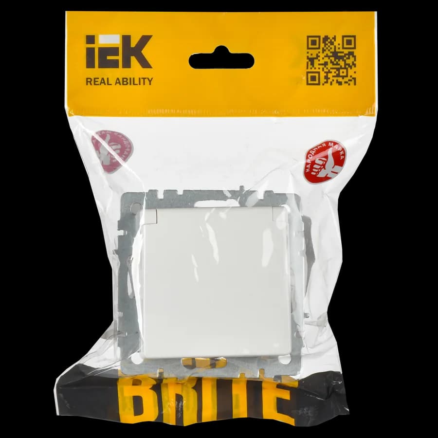 Розетка с заземлением, защитными шторками и крышкой IEK BRITE BR-R16-16-K01 (белый), фото 2