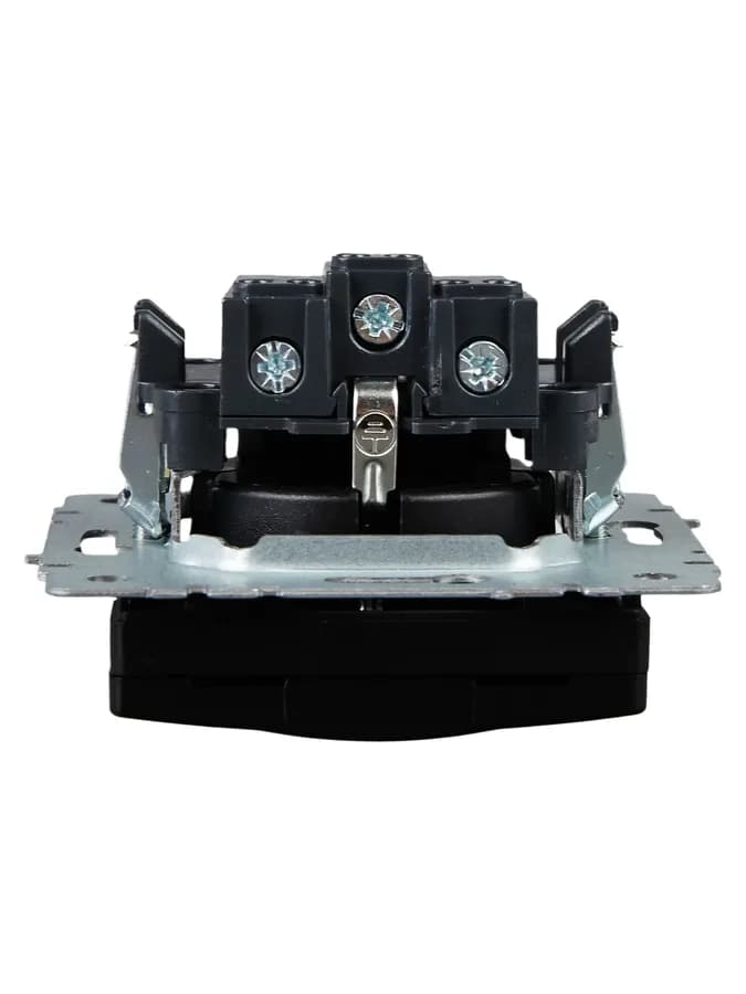 Розетка с заземлением, защитными шторками и крышкой IEK BRITE BR-R16-16-K02 (черный), фото 3