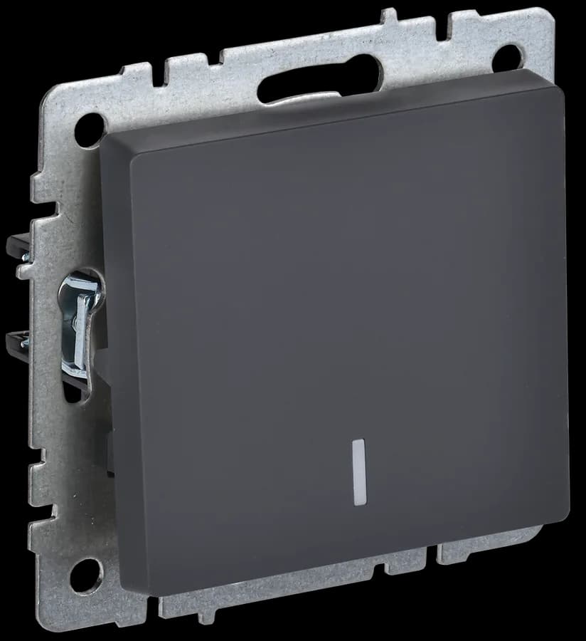 Выключатель 1-клавишный с подсветкой IEK BRITE BR-V10-1-10-K53 (графит)