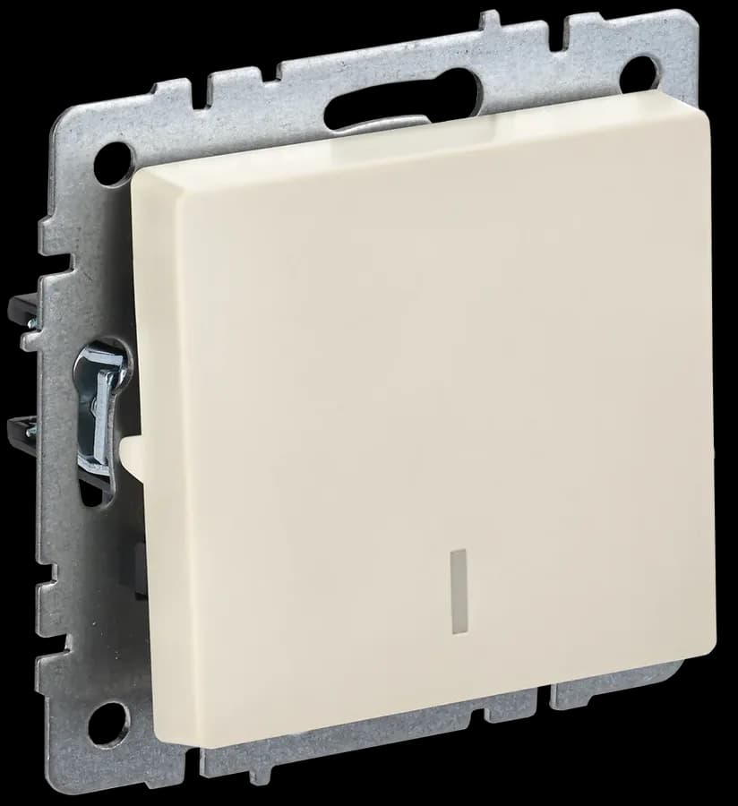 Выключатель 1-клавишный проходной с подсветкой IEK BRITE BR-V12-1-10-K10 (бежевый)