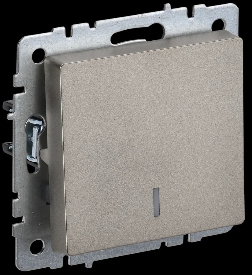 Выключатель 1-клавишный проходной с подсветкой IEK BRITE BR-V12-1-10-K37 (шампань)