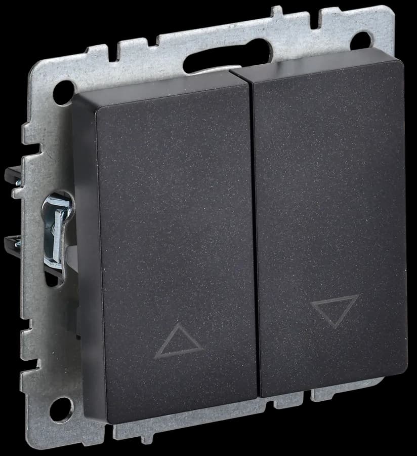Выключатель 2-клавишный для жалюзи IEK BRITE BR-V15-0-10-K02 (черный)