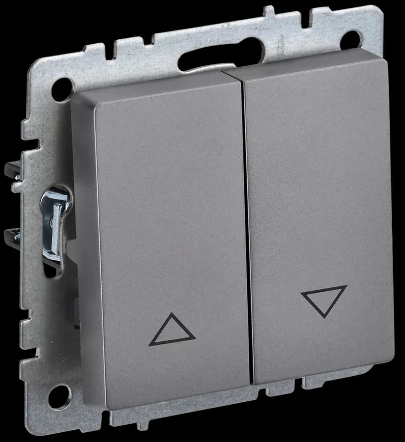 Выключатель 2-клавишный для жалюзи IEK BRITE BR-V15-0-10-K46 (сталь)