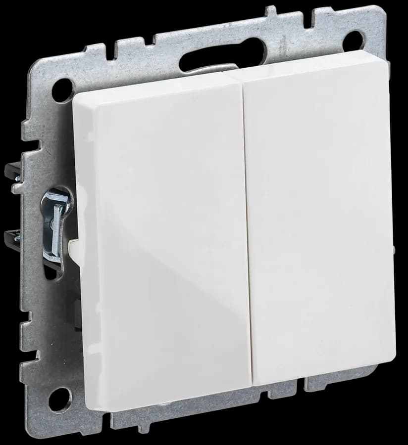 Выключатель 2-клавишный IEK BRITE BR-V20-0-10-K01 (белый)