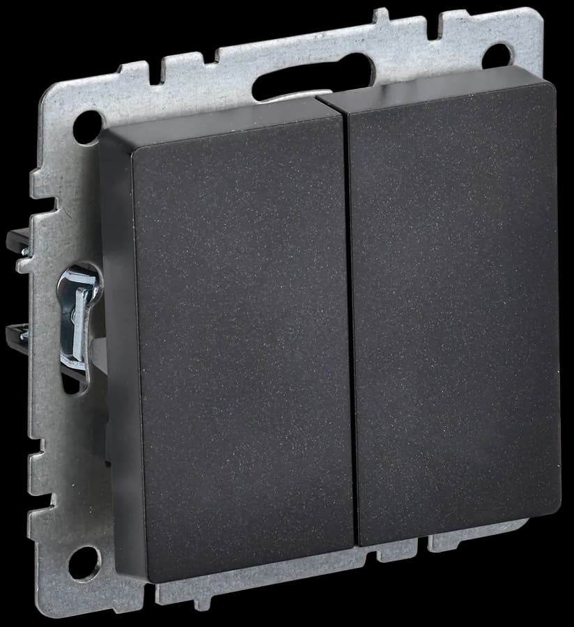 Выключатель 2-клавишный IEK BRITE BR-V20-0-10-K02 (черный)