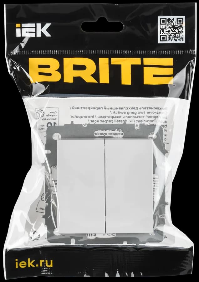 Выключатель 2-клавишный перекрестный IEK BRITE BR-V23-0-10-K01 (белый), фото 2