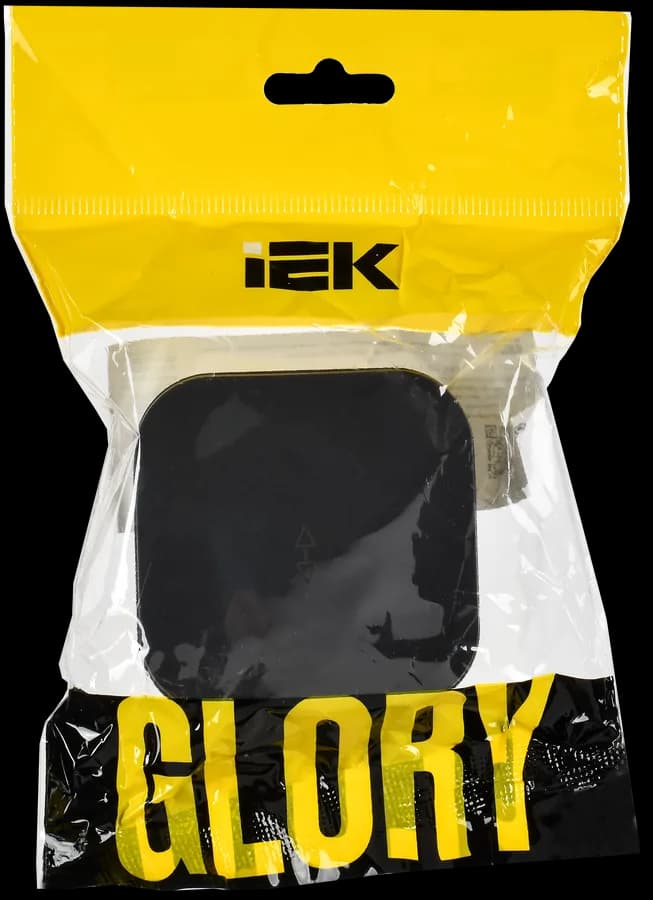 Выключатель 1-клавишный проходной IEK GLORY EVH12-K02M-10 (черный), фото 2