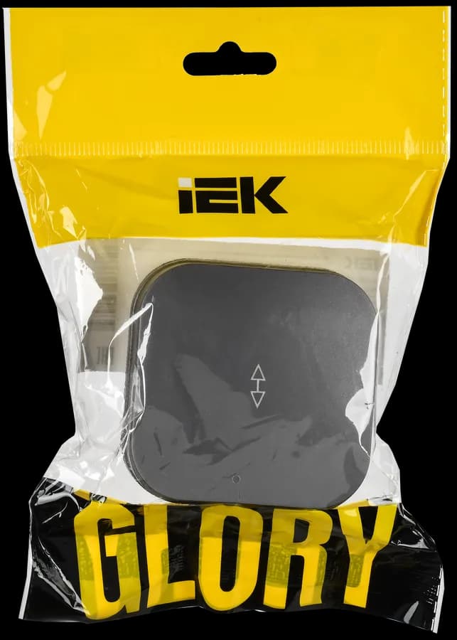 Выключатель 1-клавишный проходной IEK GLORY EVH12-K46M-10 (сталь), фото 2